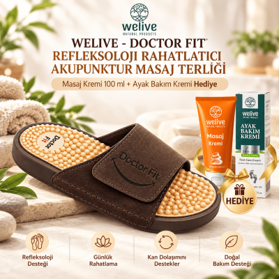 WELIVE - DOCTOR FIT REFLEKSOLOJİ RAHATLATICI, AKAPUNKTUR MASAJ TERLİĞİ KAHVERENGİ + MASAJ KREMİ 100 & AYAK BAKIM KREMİ HEDİYE